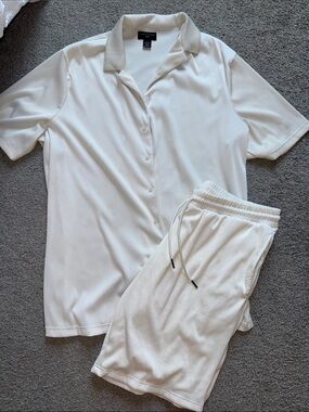 Shaquille O’Neal Cream Short Sleeve Button Polo and Drawstring Set